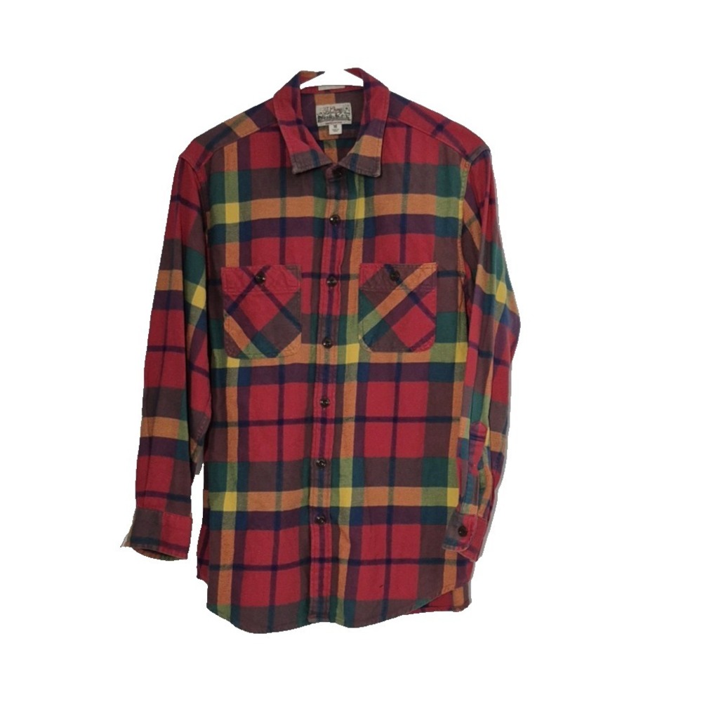 J Crew Shirt Mens M Multicolor Plaid Midweight Flannel Regenerative‎ Cotton